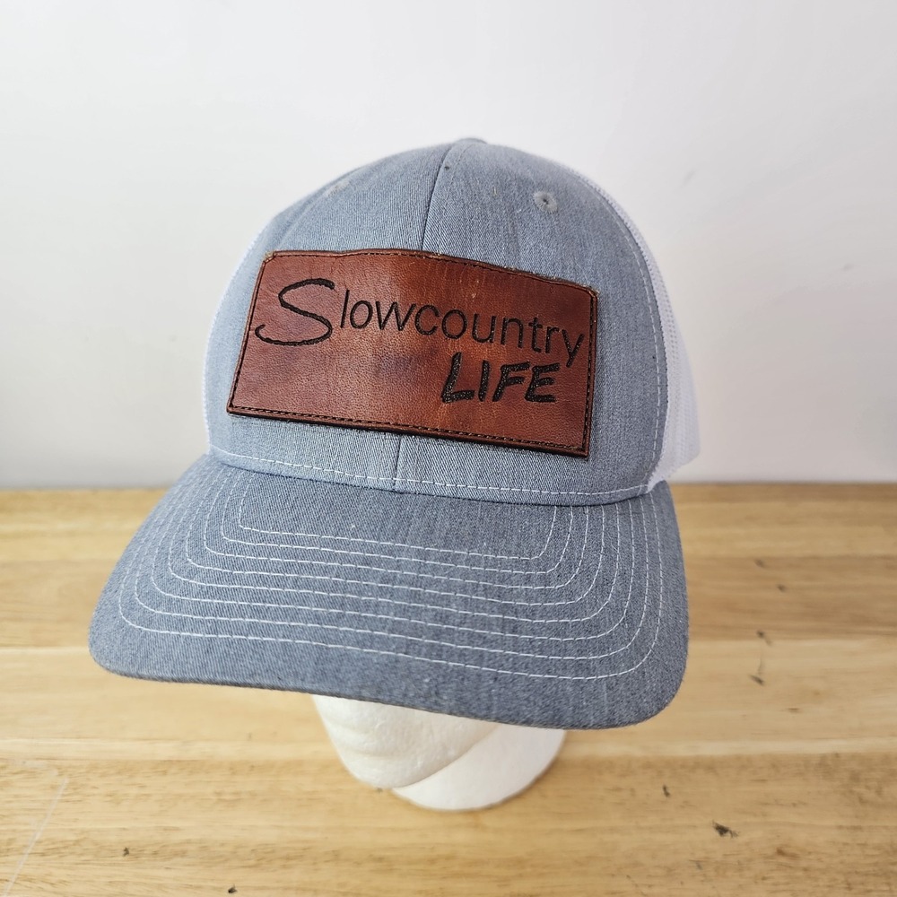 Richardson Slowcountry Life Hat Gray Mesh Snapback Leather Patch Adjustablle